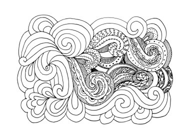 Soyut elle çizilmiş süsleme, tasarım için arka plan