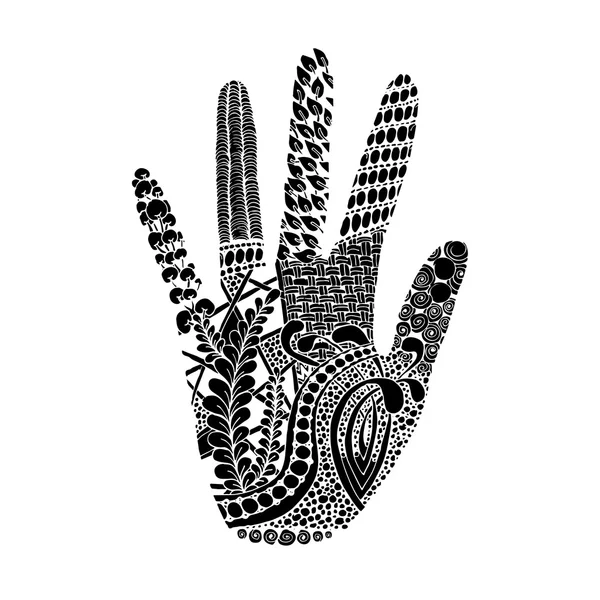 Palme florale, dessinée à la main style zentangle pour notre conception — Image vectorielle