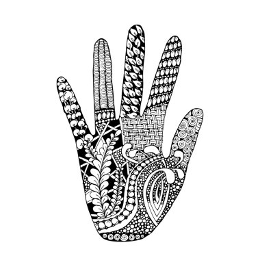 Çiçek palm, bizim tasarım için elle çizilmiş zentangle stili