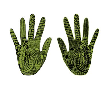 Çiçek palm, bizim tasarım için elle çizilmiş zentangle stili