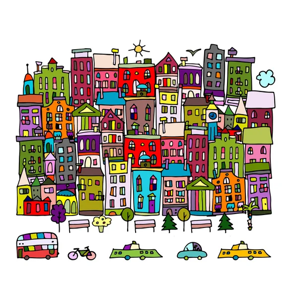 Європейське місто вулиці, ескіз для вашого дизайну — стоковий вектор