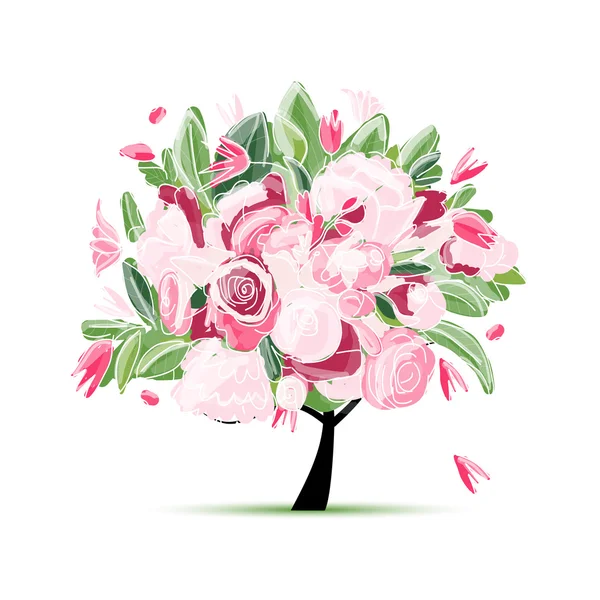 Δέντρο άνοιξη floral για το σχέδιό σας — Διανυσματικό Αρχείο
