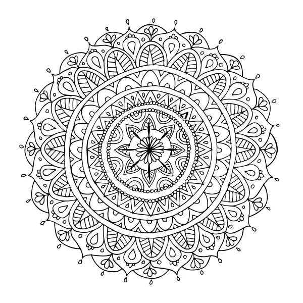 Ornament Mandala, ręcznie wykonane, szkic do projektowania — Wektor stockowy