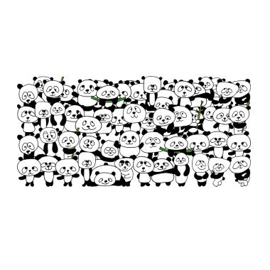 Komik panda aile tasarımınız için