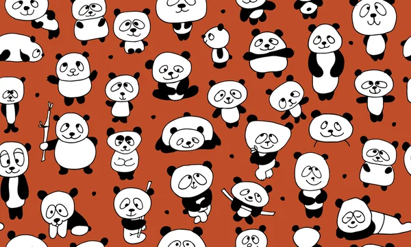 Pandas divertidos, patrón sin costuras para su diseño — Vector de stock
