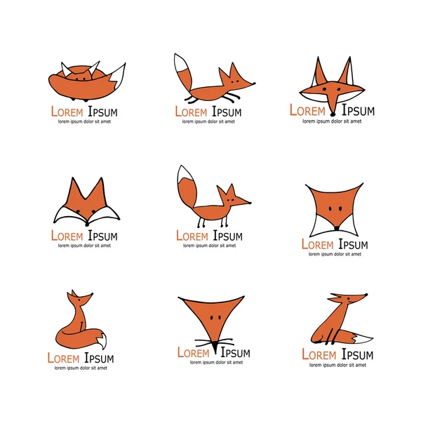 Fox icons, collection for your design — Stock Vector