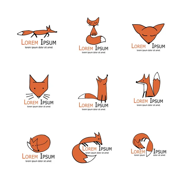 Fox icons, collection for your design — Stock Vector