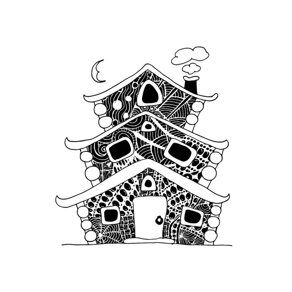 Pohádkový dům, skica pro návrh — Stockový vektor
