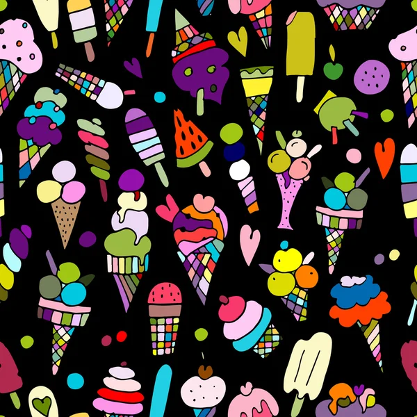 Colección Icecream, patrón sin costuras para su diseño — Vector de stock