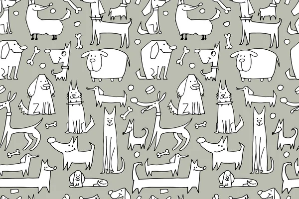 Collection de chiens drôles, motif sans couture pour votre conception — Image vectorielle