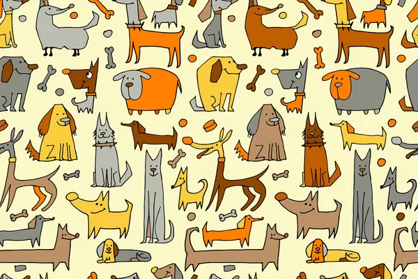 Funny dogs collection, seamless pattern for your design — Stock Vector