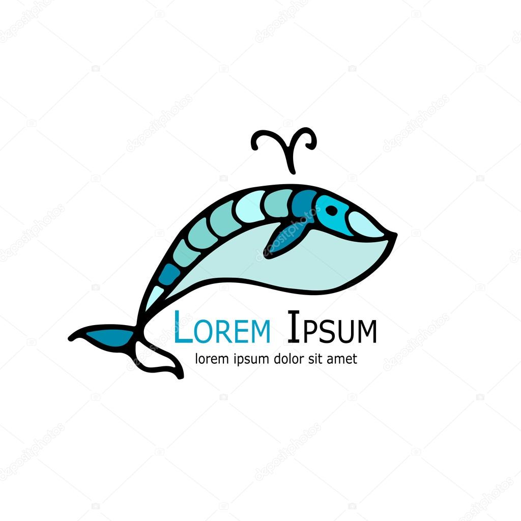 Whales logo, sketch for your design. Vector illustration