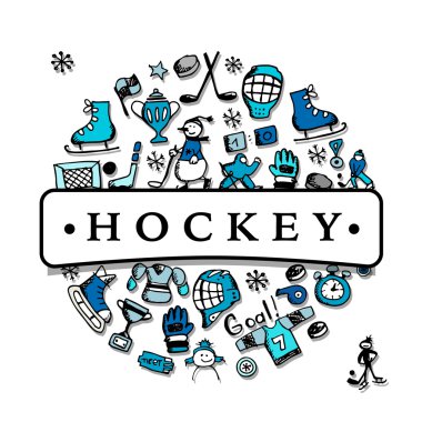 Hokey afiş, tasarımınız için kroki