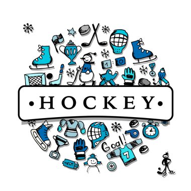 Hockey banner, sketch for your design clipart