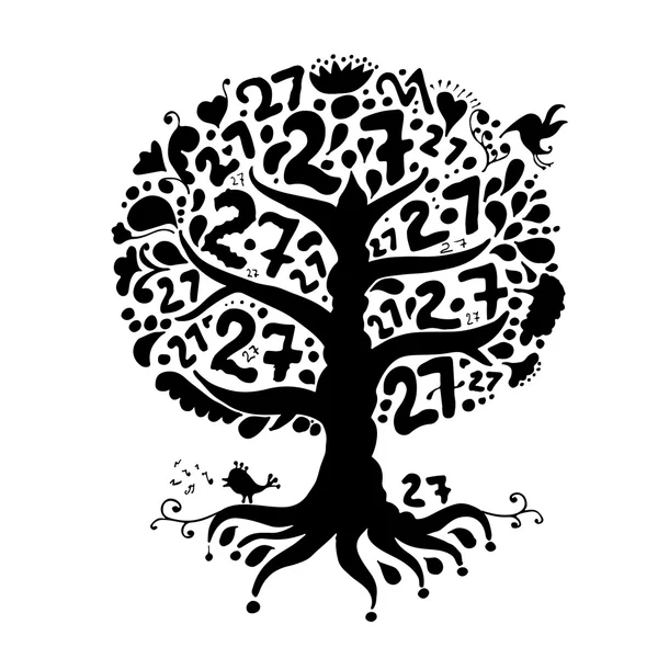 Árvore 27 com raízes para o seu projeto — Vetor de Stock