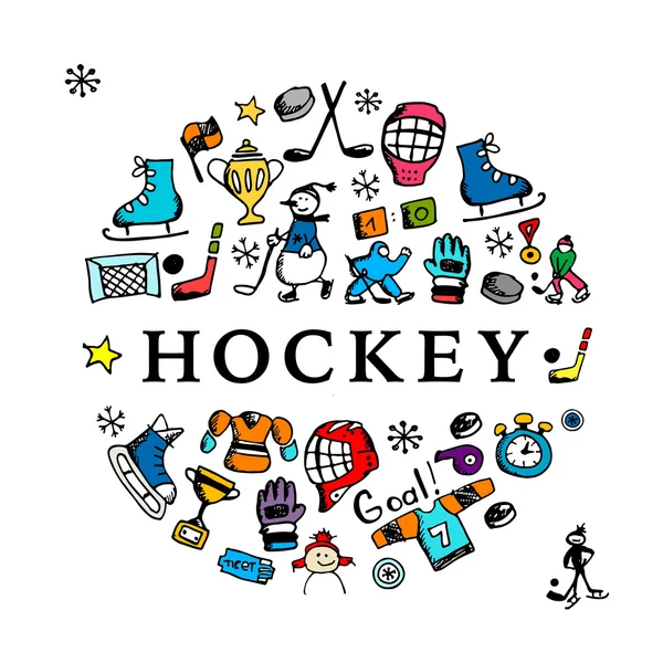 Hockey banner, sketch for your design — Stock Vector