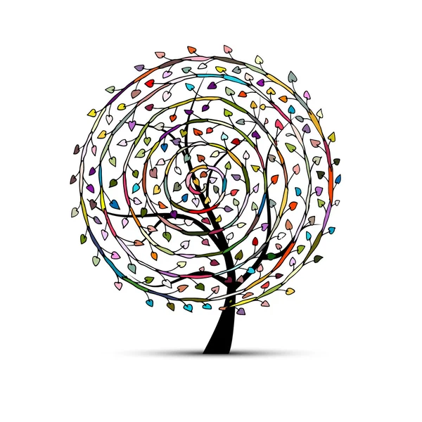 Árvore floral espiral para o seu design — Vetor de Stock