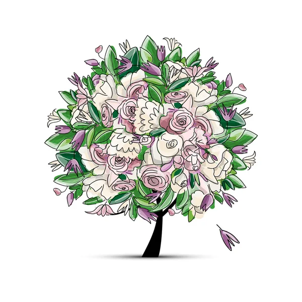 Arbre de printemps floral pour votre design — Image vectorielle