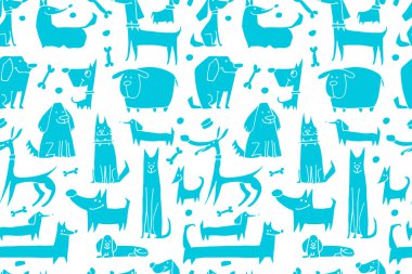 Komik köpekler koleksiyonu, tasarımınız için seamless modeli