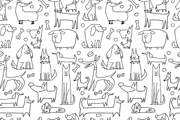 Collection de chiens drôles, motif sans couture pour votre conception — Image vectorielle