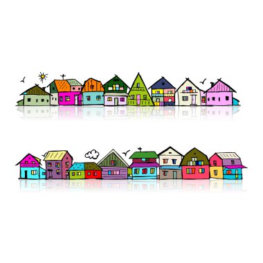 Soyut şehir manzarası arka planı, tasarımınız için çizim