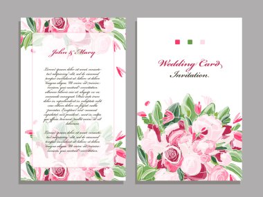 Wedding card template, floral design clipart