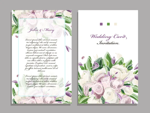 Modèle de carte de mariage, motif floral — Image vectorielle