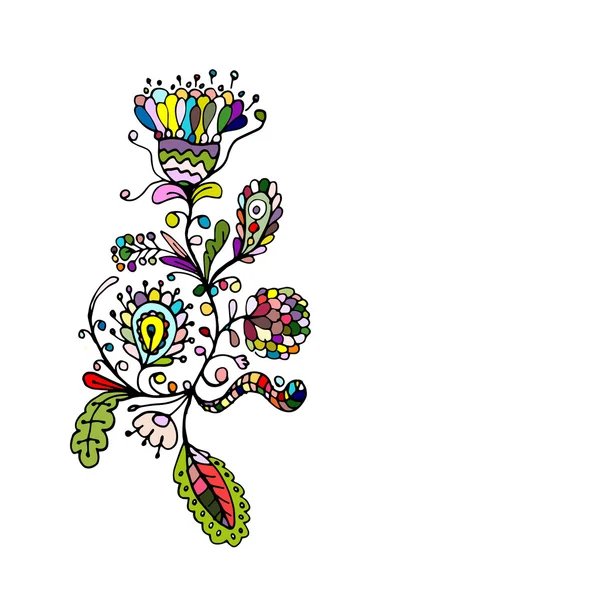 Floral στολίδι, σκίτσο για το σχέδιό σας — Διανυσματικό Αρχείο