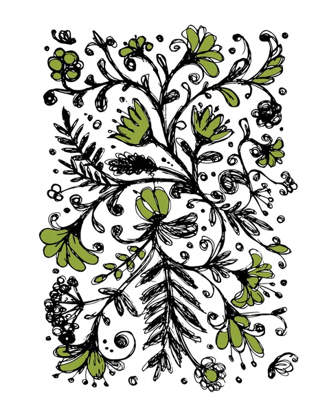Patrón floral, boceto para su diseño — Vector de stock