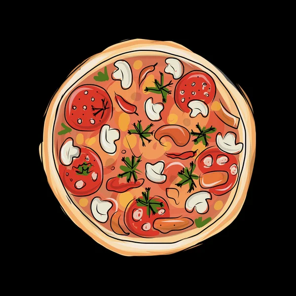 Pizza, szkic do projektowania — Wektor stockowy