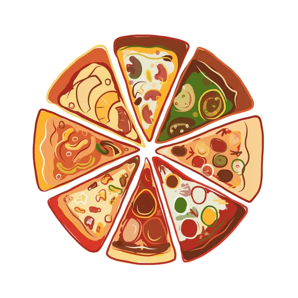 Pizza, boceto para tu diseño — Vector de stock