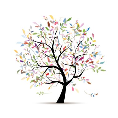Tasarımınız için renkli sanat ağacı