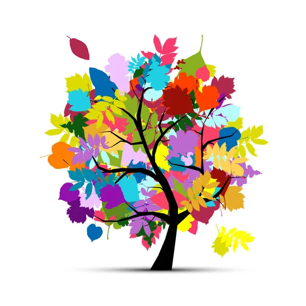 Colorful autumn tree for your design — Stock Vector
