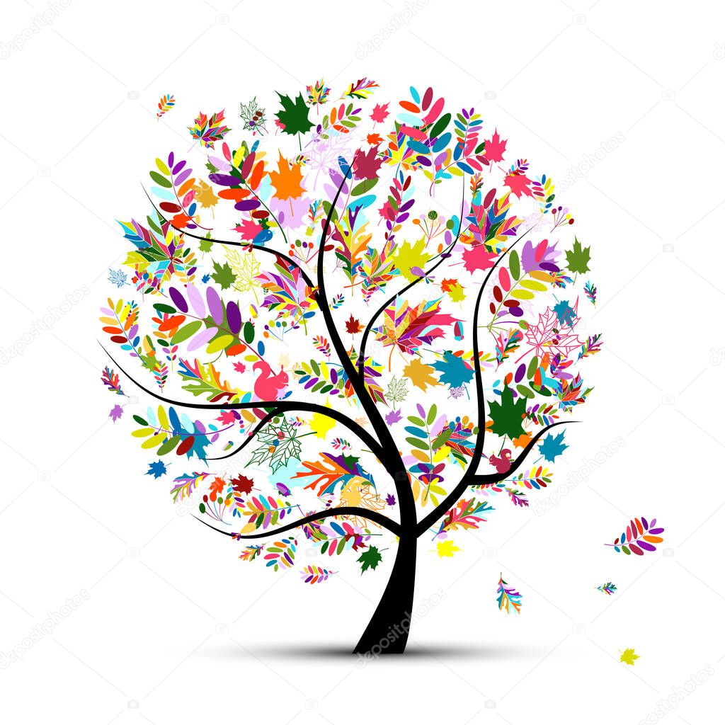 Colorful autumn tree for your design