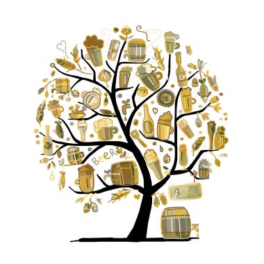 Bira ağacı, tasarımınız için çizim