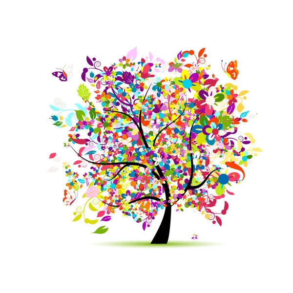 Floral tree for your design — Stock Vector