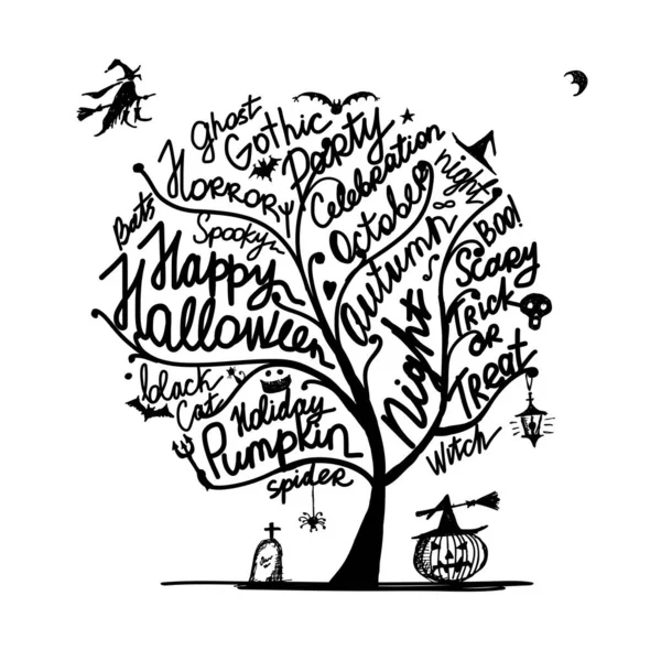 Árvore de Halloween para o seu design — Vetor de Stock