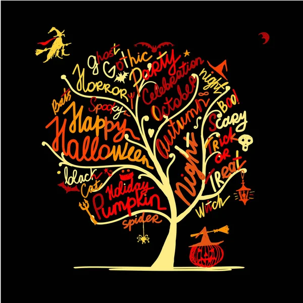 Árvore de Halloween para o seu design —  Vetores de Stock