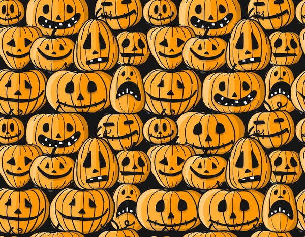 Halloween pumpkins, seamless pattern for your design — Stock Vector