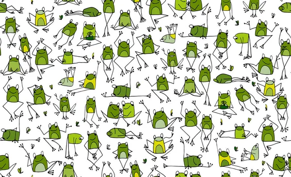 Komik kurbağa desenleri, tasarımınız için çizim — Stok Vektör