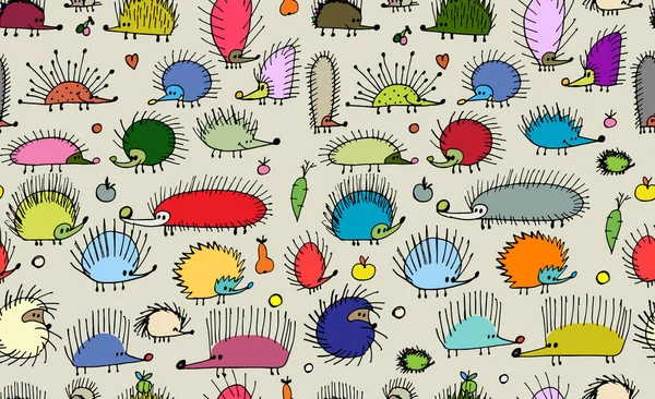 Komik kirpiler, dizaynınız için kusursuz desenler — Stok Vektör