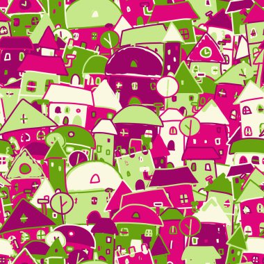 Renkli şehir, dizaynınız için pürüzsüz desen