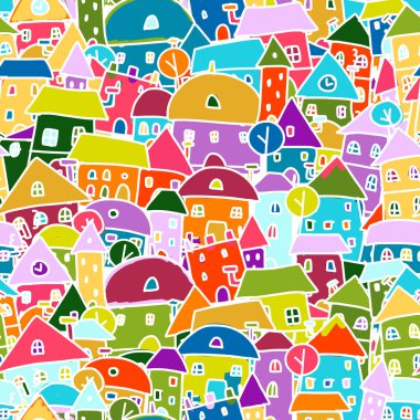 Renkli şehir, dizaynınız için pürüzsüz desen