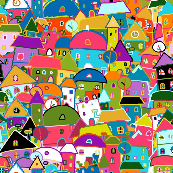 Colorful city, seamless pattern for your design