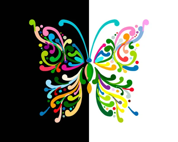 Mariposa colorida adornada para su diseño — Vector de stock