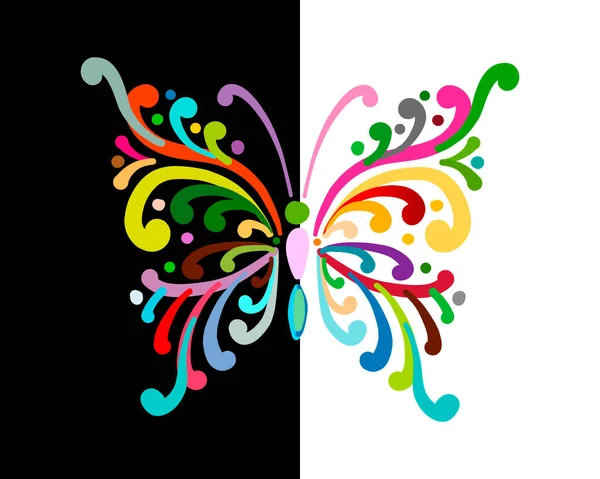 Papillon coloré orné pour votre conception — Image vectorielle