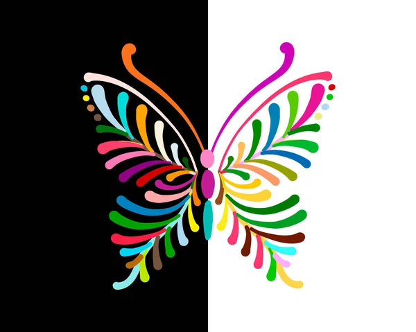 Mariposa colorida adornada para su diseño — Vector de stock