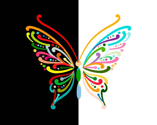 Papillon coloré orné pour votre conception — Image vectorielle