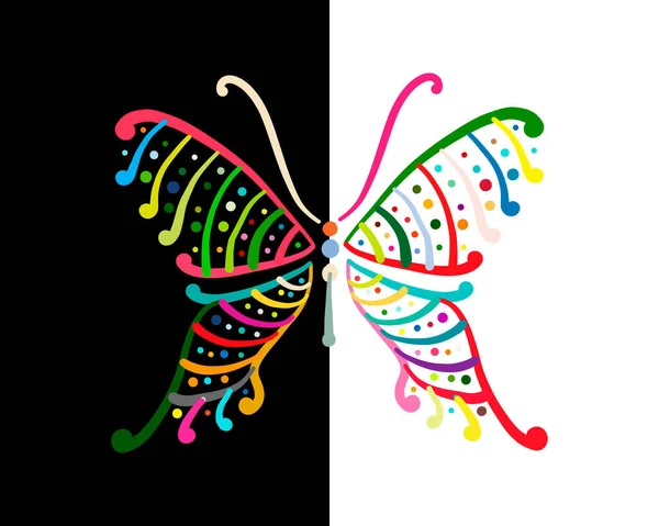 Mariposa colorida adornada para su diseño — Vector de stock