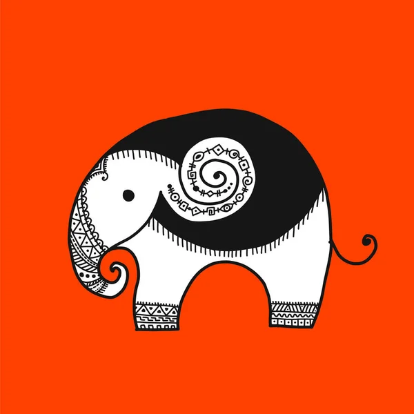 Διακοσμημένος ελέφαντας, σκίτσο για το σχέδιό σας — Διανυσματικό Αρχείο
